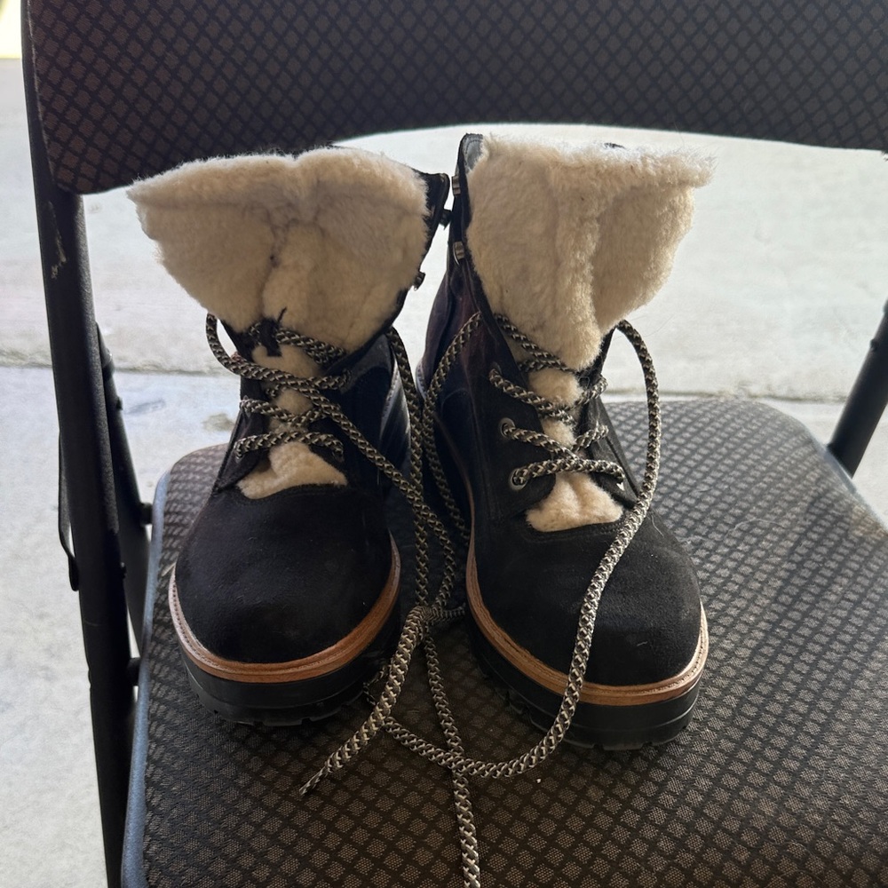 Indigo Black and Cream Ankle Boots
